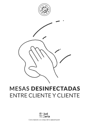 QuéCarta cartel normativo sobre la desinfección de las mesas