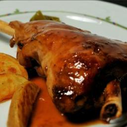 Jarrete de cordero lechal asado a baja temperatura