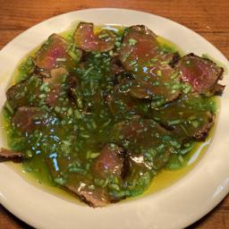 Tataky de solomillo ibérico.