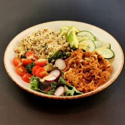 Quinoa ecológica y vegan pulled pork