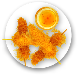 60. Pinchos de gamba con pastas finas (4u)