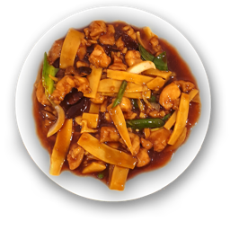 296. Pollo salteada con bambú y setas