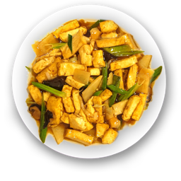 209. Tofu salteado con brotas de bambú y setas