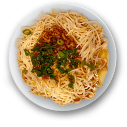 122. Tallarines con cebolleta, carne y salsa de ajo-vinagre