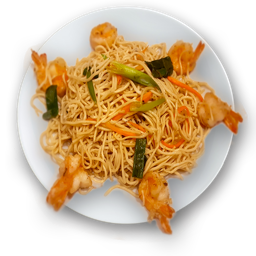 126. Tallarines fritos con langostinos