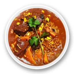 240. Sangre de pato con ternera y callos en sopa picante