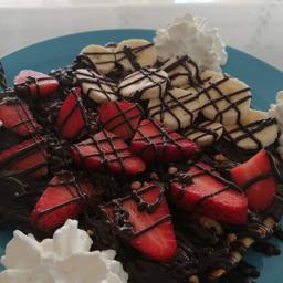 Bubble waffle fresas y plátano 