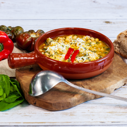 Garbanzos con bacalao y espinacas