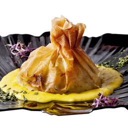 SAQUITO DE BACALAO Y GAMBA