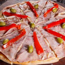 PIZZA DE MORRON Y JAMON