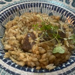 Arroz de secreto ibérico y setas