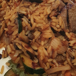 Arroz con pollo o ternera al wok