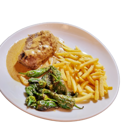 Solomillo de ternera a la pimienta verde