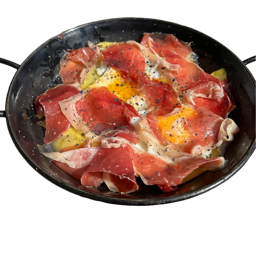 Huevos rotos con jamón Ibérico