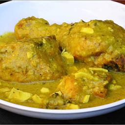 Pollo de corral en pepitoria