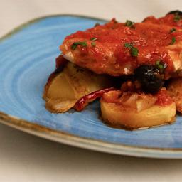MENÚ MERLUZA con caponata