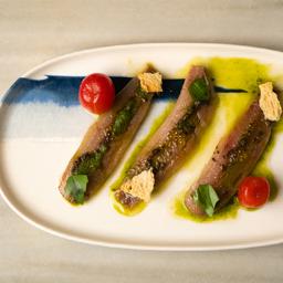 Sardinas en aceite de la Comunitat Valenciana con tomate cherry, tartufata y albahaca  (3 uds.) 