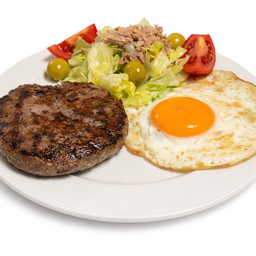Hamburguesa + huevo + ensalada 