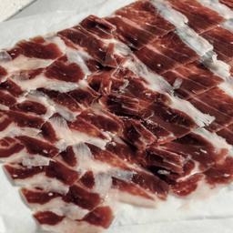 Jamón ibérico de bellota (50% ibérico bellota) pan tostado y tomate al gusto
